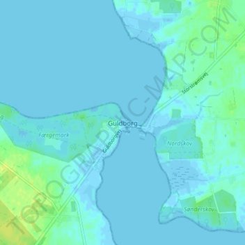 Topografisk kort Guldborg, højde, terræn