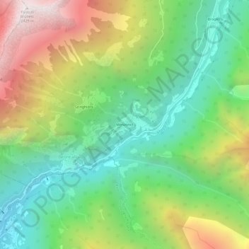 Topografisk kort Menzonio, højde, terræn