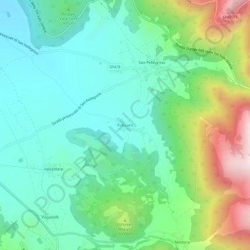 Topografisk kort Frascaro, højde, terræn