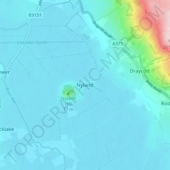 Topografisk kort Nyland, højde, terræn