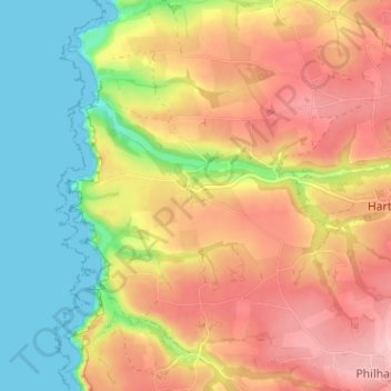 Topografisk kort Stoke, højde, terræn
