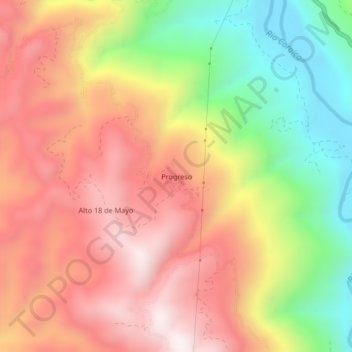 Topografisk kort Progreso, højde, terræn