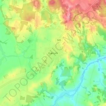 Topografisk kort Gærum, højde, terræn