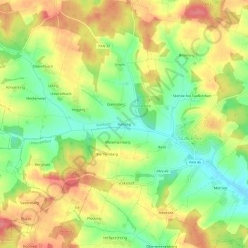 Topografisk kort Ranzing, højde, terræn