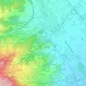 Topografisk kort Sette, højde, terræn