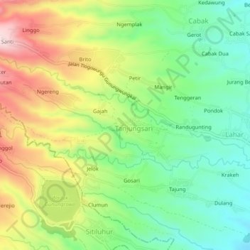 Topografisk kort Semar, højde, terræn