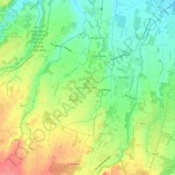 Topografisk kort Scuole Ghiarda, højde, terræn