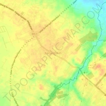Topografisk kort Karya Indah, højde, terræn
