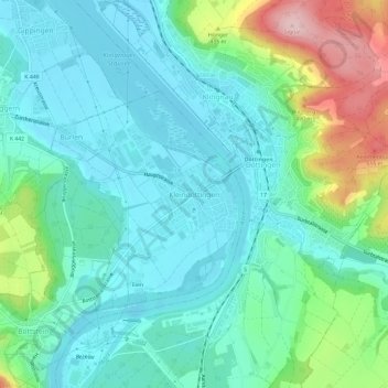 Topografisk kort Kleindöttingen, højde, terræn
