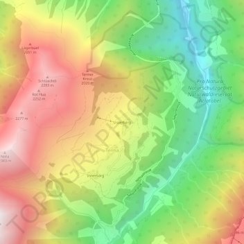Topografisk kort Usserbärg, højde, terræn
