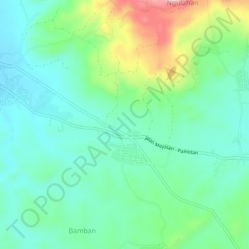 Topografisk kort Bangunrejo, højde, terræn