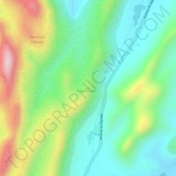 Topografisk kort Serra Estrela, højde, terræn