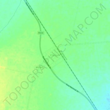 Topografisk kort Classon, højde, terræn