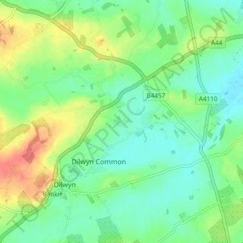 Topografisk kort Sollers Dilwyn, højde, terræn