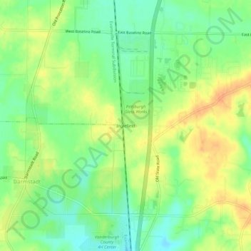 Topografisk kort Inglefield, højde, terræn