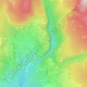 Topografisk kort Dovena, højde, terræn