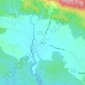 Topografisk kort Beji, højde, terræn