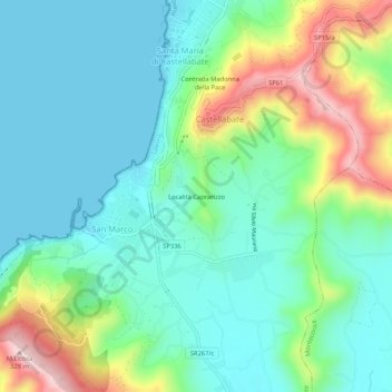 Topografisk kort Località Caprarizzo, højde, terræn