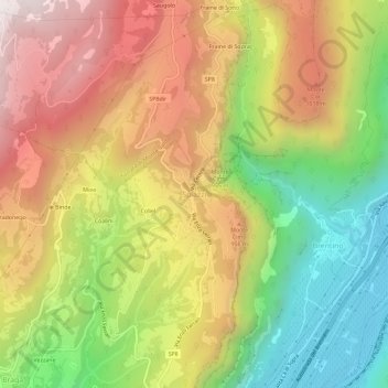 Topografisk kort Spiazzi, højde, terræn