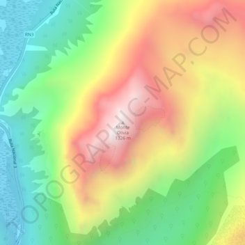 Topografisk kort Monte Olivia, højde, terræn