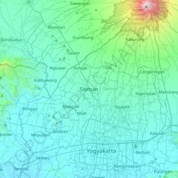 Topografisk kort Sleman, højde, terræn