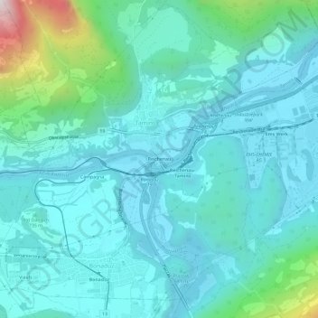 Topografisk kort Reichenau, højde, terræn