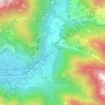 Topografisk kort Mondadizza, højde, terræn