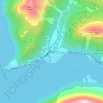 Topografisk kort Urke, højde, terræn