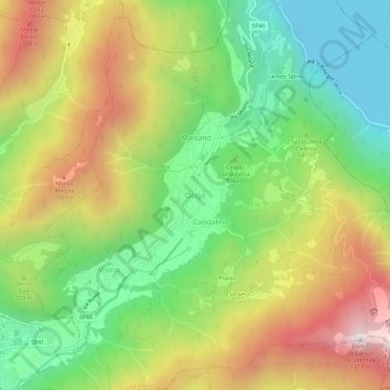 Topografisk kort Osigo, højde, terræn