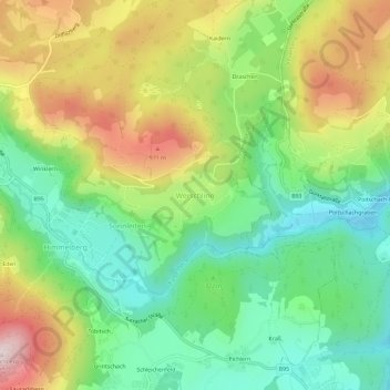 Topografisk kort Werschling, højde, terræn