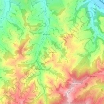 Topografisk kort Voregglen, højde, terræn