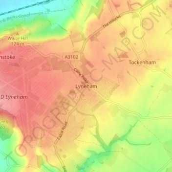 Topografisk kort Lyneham, højde, terræn