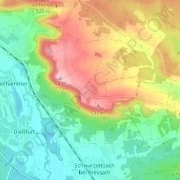 Topografisk kort Eichelberg, højde, terræn