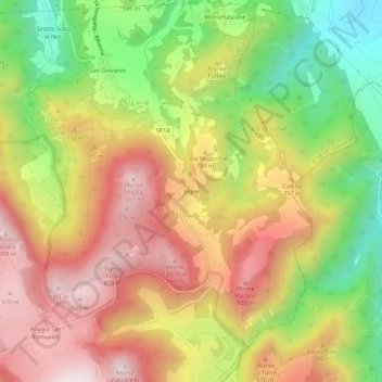 Topografisk kort Vigne, højde, terræn