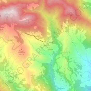 Topografisk kort Compito, højde, terræn