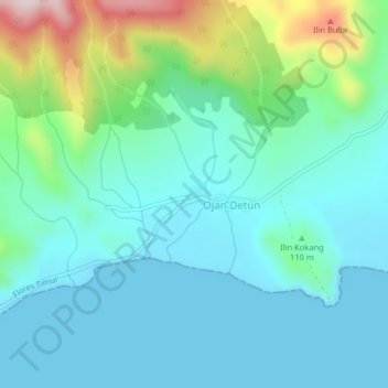 Topografisk kort Kokang, højde, terræn