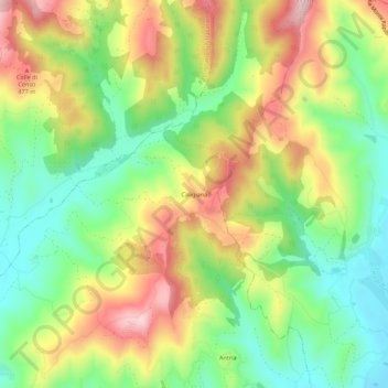 Topografisk kort Caligiana, højde, terræn