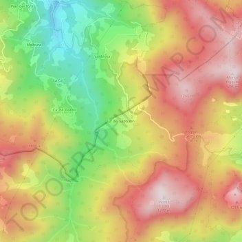 Topografisk kort Ca' dei Sabbatini, højde, terræn