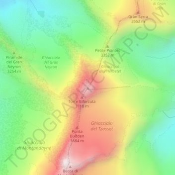 Topografisk kort Herbetet, højde, terræn