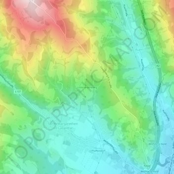 Topografisk kort Unterleidenberg, højde, terræn