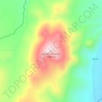 Topografisk kort Cerro Cañañan, højde, terræn