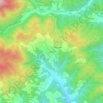 Topografisk kort Loppeglia, højde, terræn
