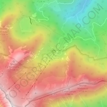 Topografisk kort Prato Spilla, højde, terræn