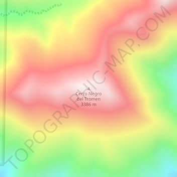 Topografisk kort Cerro Negro del Tromen, højde, terræn