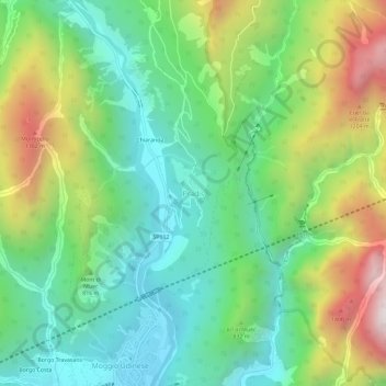 Topografisk kort Pradis, højde, terræn