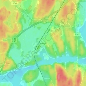 Topografisk kort Segmon, højde, terræn