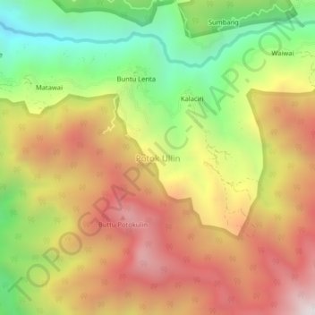 Topografisk kort Potok Ullin, højde, terræn