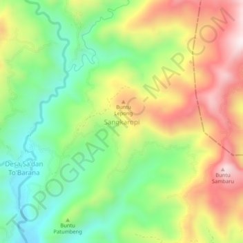 Topografisk kort Sangkaropi, højde, terræn