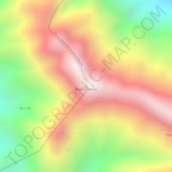 Topografisk kort Buttu Tatondong, højde, terræn