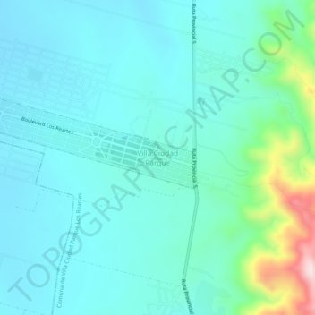 Topografisk kort Villa Ciudad Parque, højde, terræn